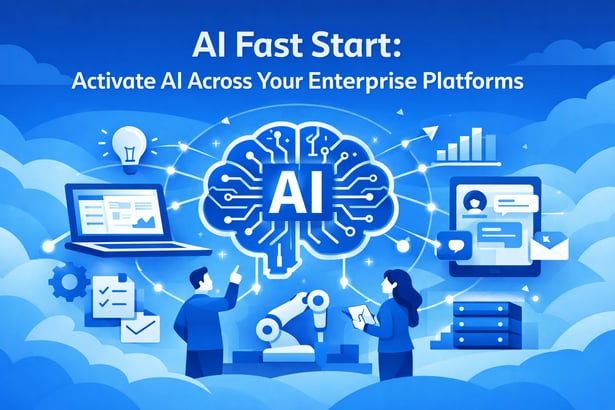 AI Fast Start Activate AI Across Your Enterprise PlatformsUse Atlassian Blue Clean graphical style-3